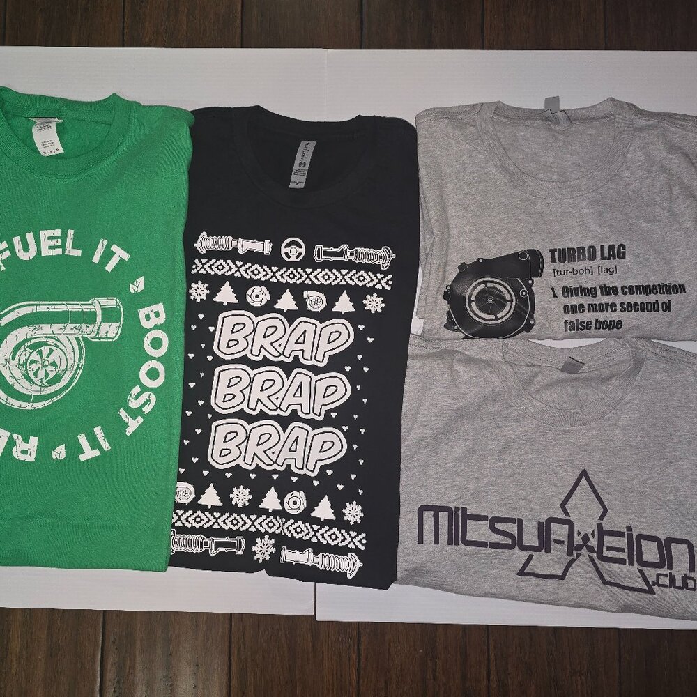 Lot of car automotive themed Shirts 4 shirts turbo brap turbo mitsubishi Size M